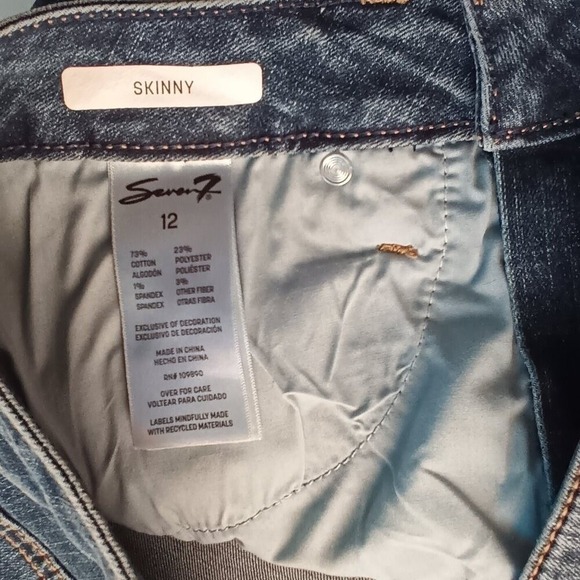 Seven7 Womens High Rise Skinny Leg Jeans Size 12 Medium Wash Classic Stretch - Picture 6 of 10